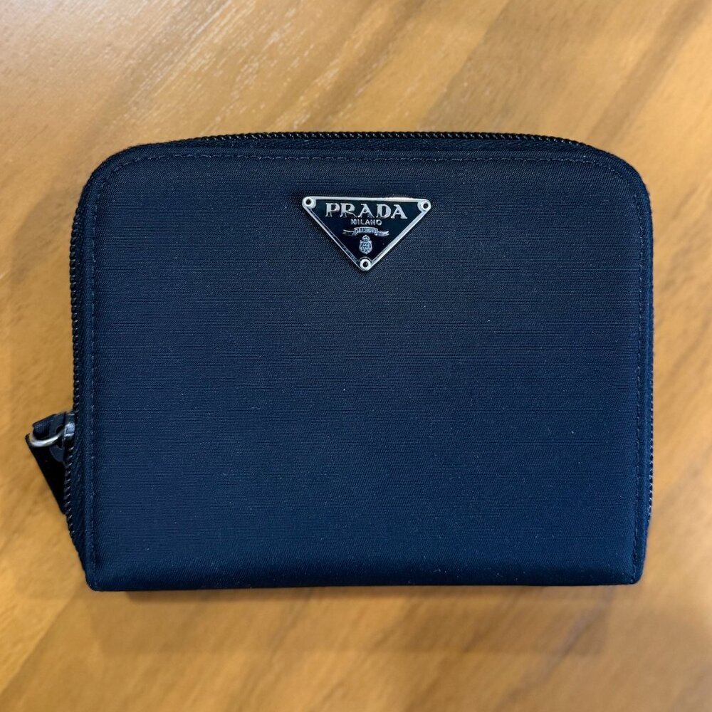 Prada Black Nylon Compact Zip Around Wallet (NWT)